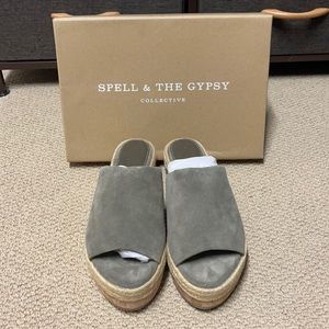 Spell Suede Platforms in Olive- Size AU 40